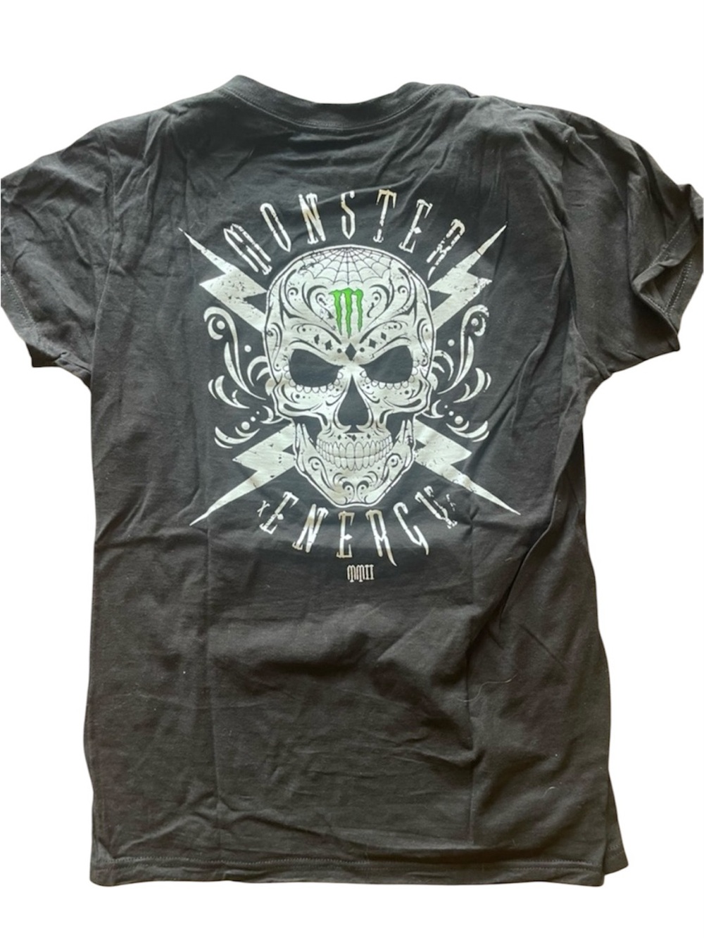 Monster Energy Black V-Neck Tee with Green Logo Women’s XL
